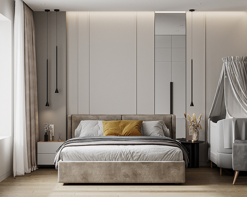 Szara sypialnia Szara sypialnia w stylu minimalistycznym: inspiracja dla małych przestrzeni z szarymi meblami.