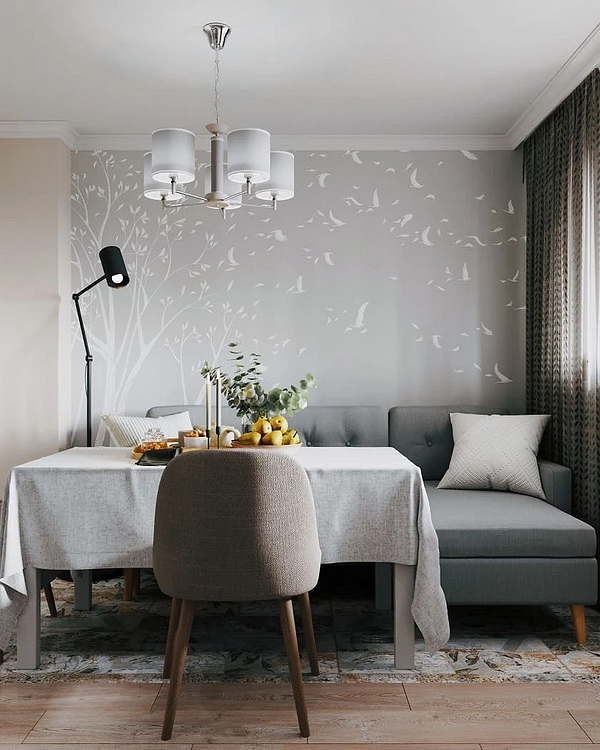 Mała szarość Aranżacja małego mieszkania z przewagą szarych odcieni: minimalistyczny styl w 2026 roku.