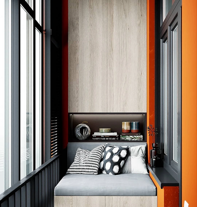 Szafa modułowa Szafa na balkonie z otwartymi i zamkniętymi półkami – wszechstronne rozwiązanie.