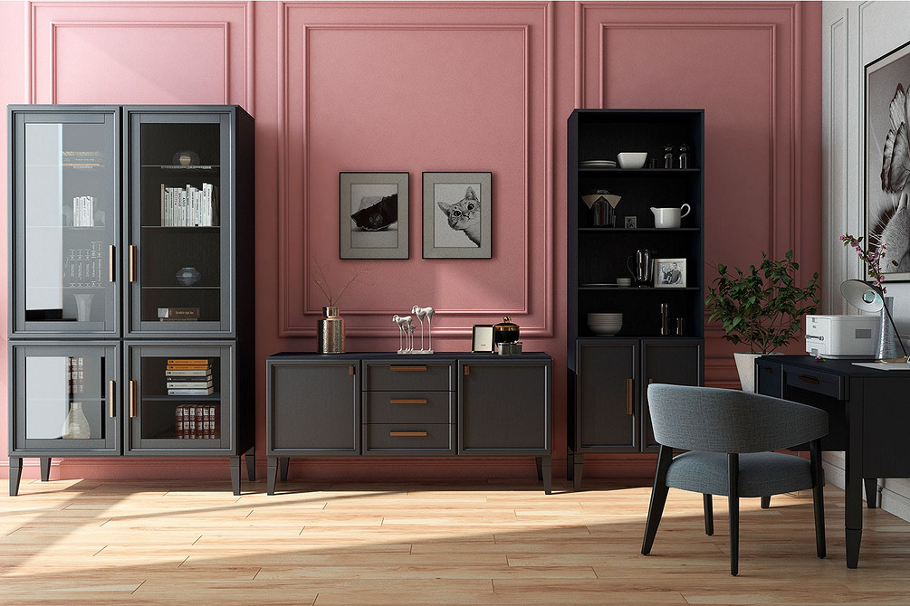 Loftowa szafka RTV Szafka RTV z połączeniem drewna i metalu do loftowego wnętrza.