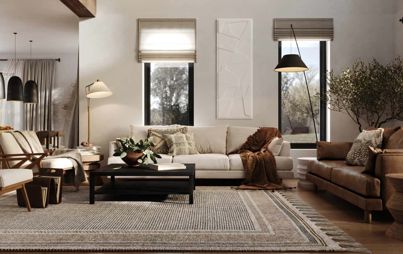 Skandynawski design 2026 Nowoczesny projekt domu 2026: Jasne wnętrze w stylu skandynawskim z ekologicznymi materiałami.