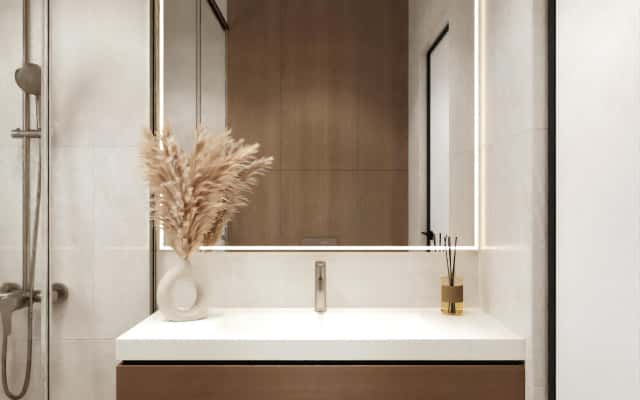 Monochromatyczna Sypialnia 2026 Projekt wnętrz 2026: Stylowa sypialnia w monochromatycznej palecie barw z wygodnym łóżkiem.