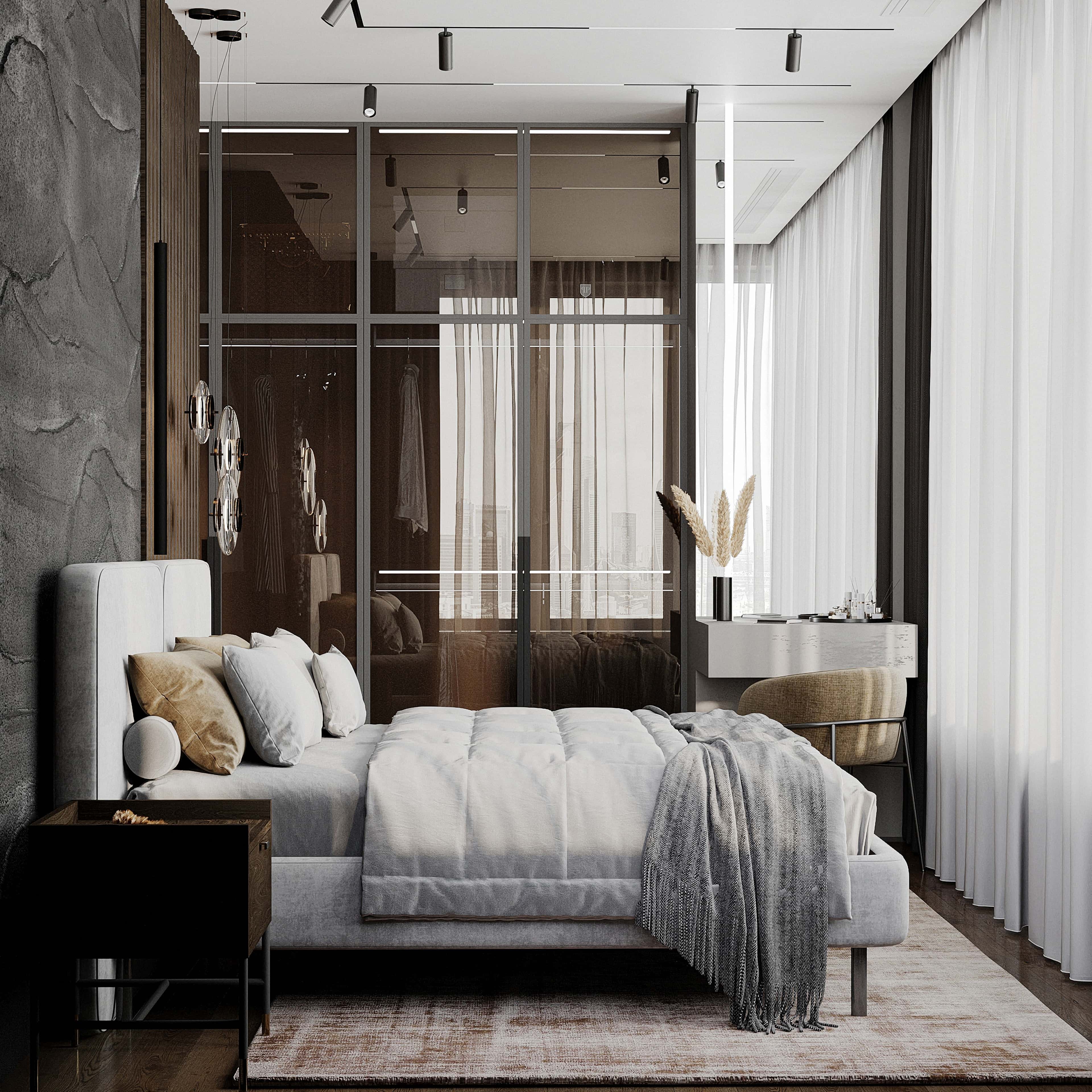 Naturalne Japandi wnętrze Wnętrze mieszkania urządzone w stylu japandi, z przewagą naturalnych materiałów i stonowanej kolorystyki.