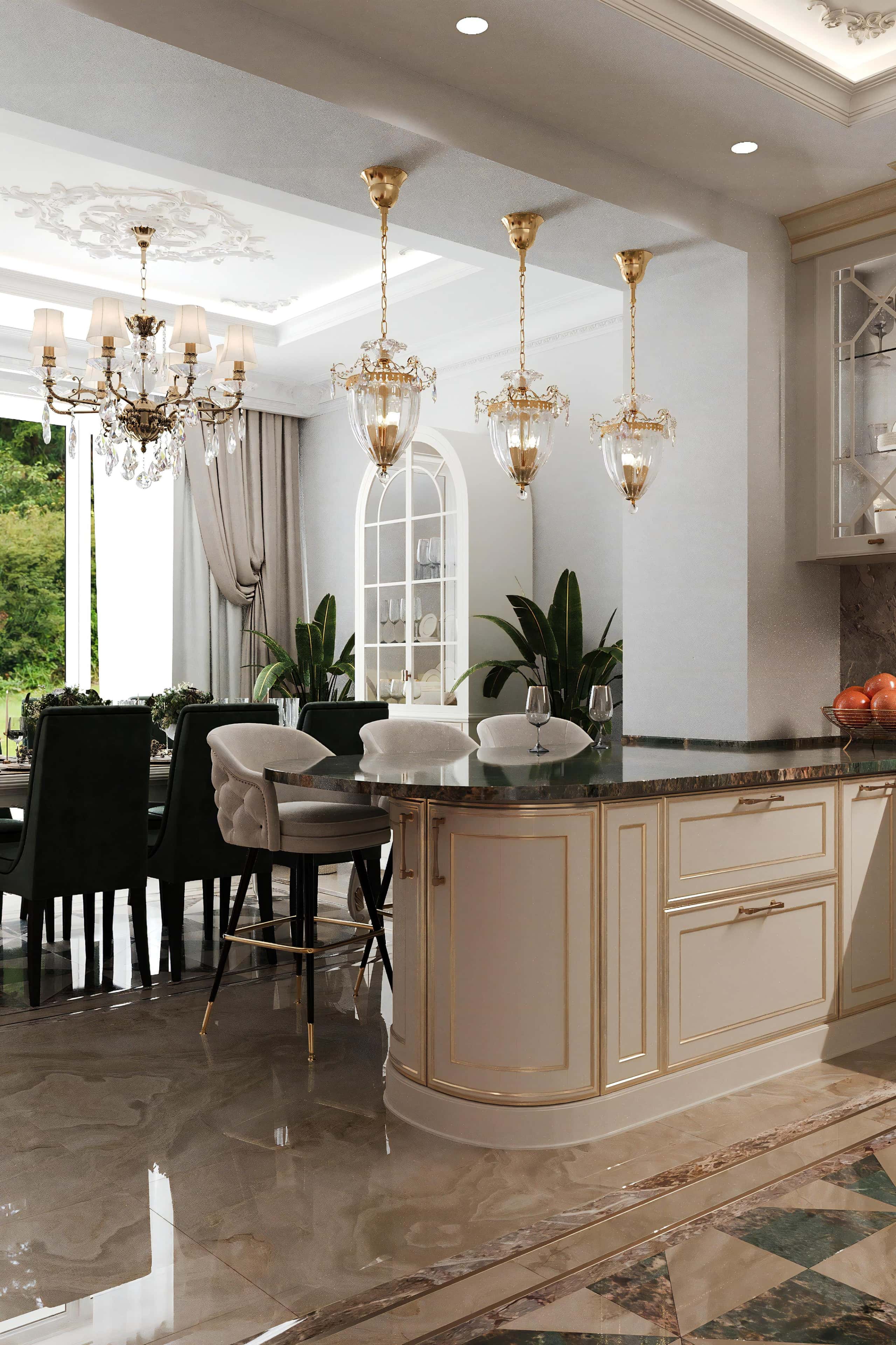 Loftowy eklektyzm Aranżacja wnętrz: industrialny loft z elementami neobaroku i nowoczesnym oświetleniem.