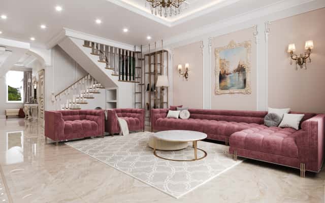 Detal w aranżacji Detal aranżacji wnętrz: nowoczesne materiały i neobarokowe dodatki w loftowym domu.