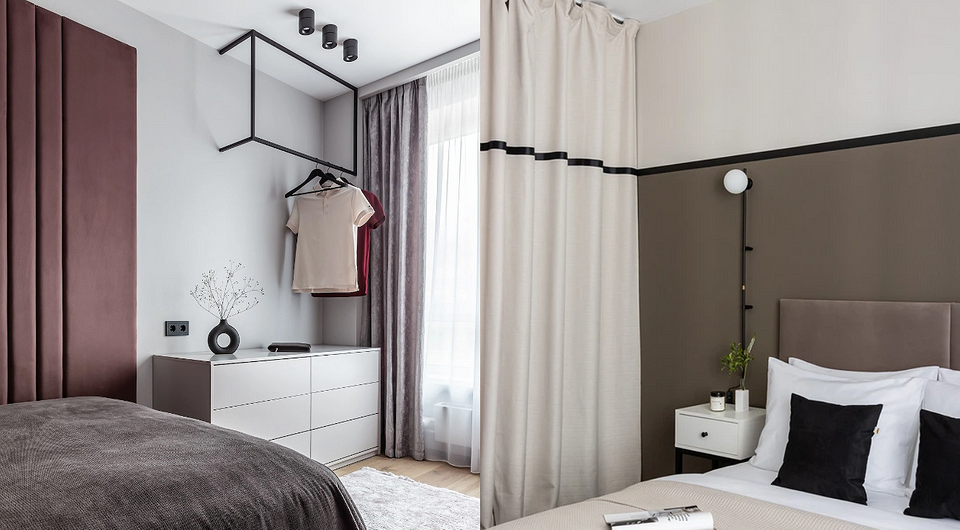 Otwarty system garderoby jako stylowa alternatywa dla szafy w małym mieszkaniu.