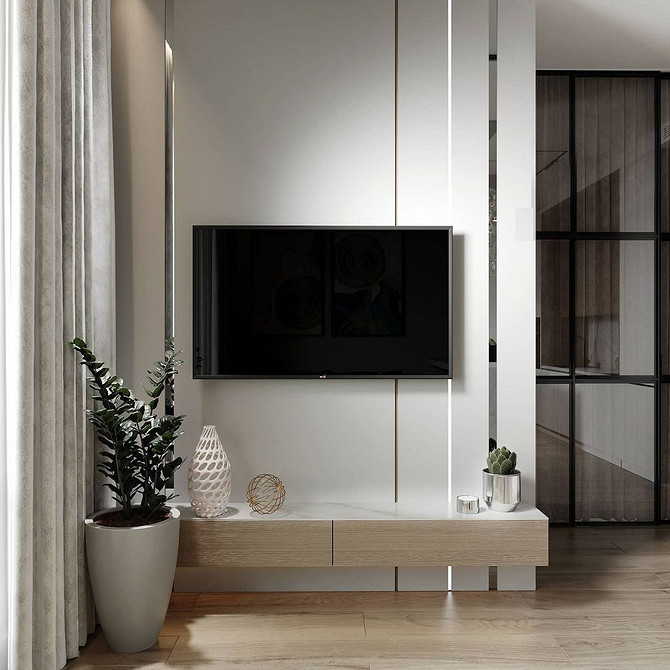 Podwieszana szafka RTV Podwieszana szafka RTV z podświetleniem – nowoczesny design i wrażenie lekkości.