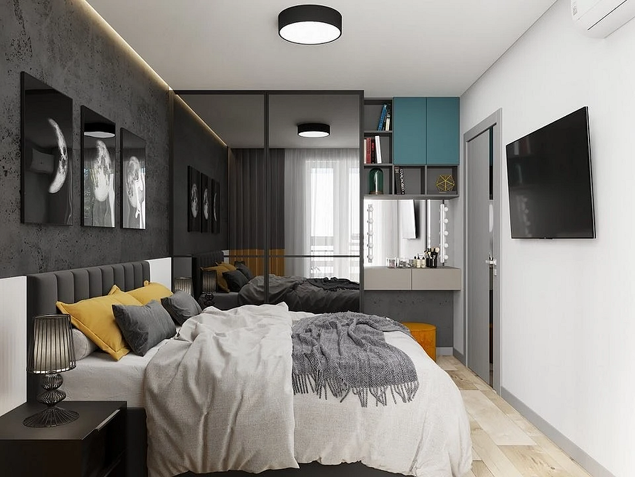 Szafa: Matowe lustro Szafa z lustrem i matowym szkłem w nowoczesnym wnętrzu, subtelna elegancja.