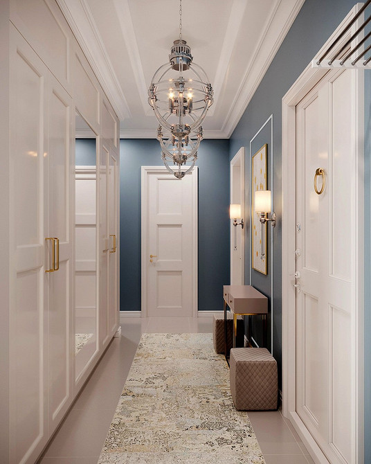 Sypialnia: Podświetlana szafa Nowoczesna szafa z lustrem i podświetleniem do sypialni, luksusowy wygląd.