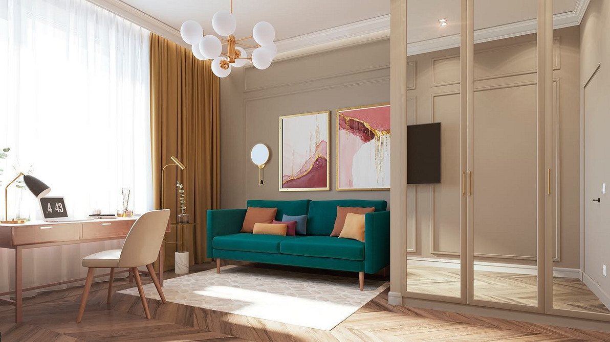 Stylowe Przechowywanie Szafa przesuwna z lustrem w salonie. Praktyczne i stylowe rozwiązanie do przechowywania.