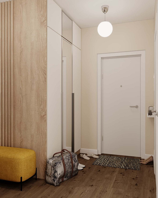 Szafa: elegancja i przestrzeń Elegancka szafa lustrzana w salonie optycznie powiększająca przestrzeń. Styl nowoczesny 2026.