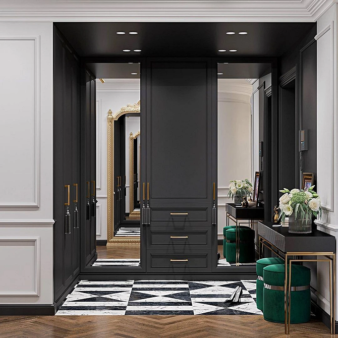 Szafa: Lustro i przestrzeń Wbudowana szafa przesuwna z lustrem w sypialni, oszczędność miejsca.