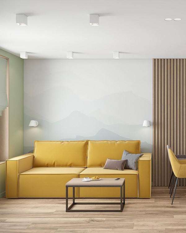 Żółta sofa w kuchni Żółta sofa w kuchni: stylowy akcent w jasnym wnętrzu. Inspiracja 2026.