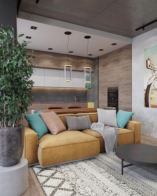 Żółta sofa: Pokój dziecięcy Pokój dziecięcy z żółtą sofą, zabawkami i półkami do przechowywania 2026