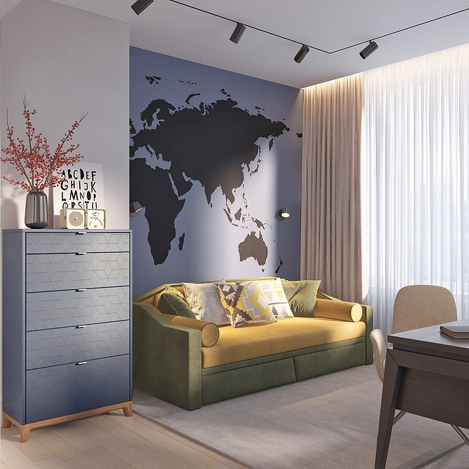 Żółta sofa i drewno Nowoczesna żółta sofa w salonie z drewnianym stolikiem: stylowe wnętrze.